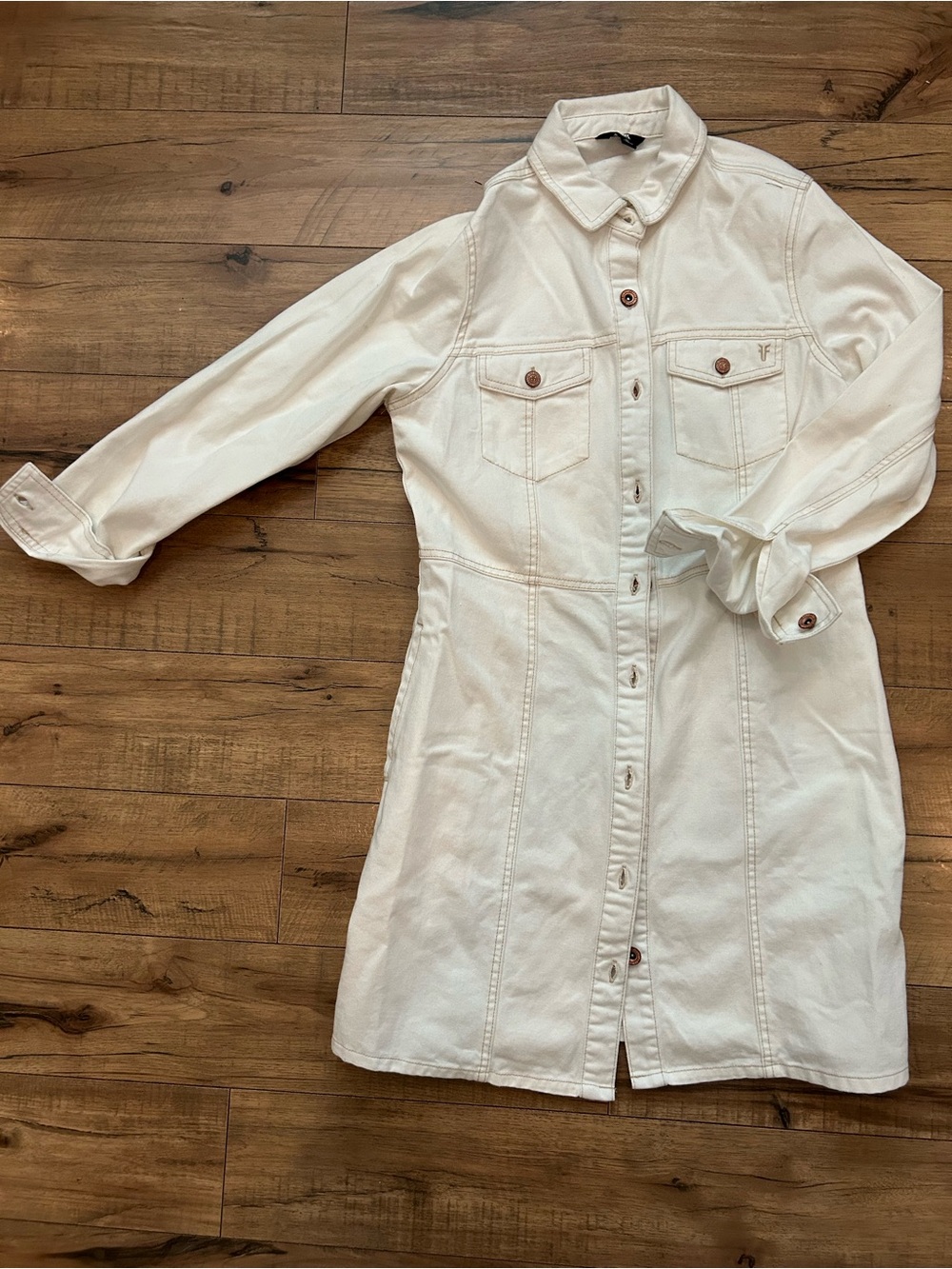Frye White Button-Front Denim Shirt Dress